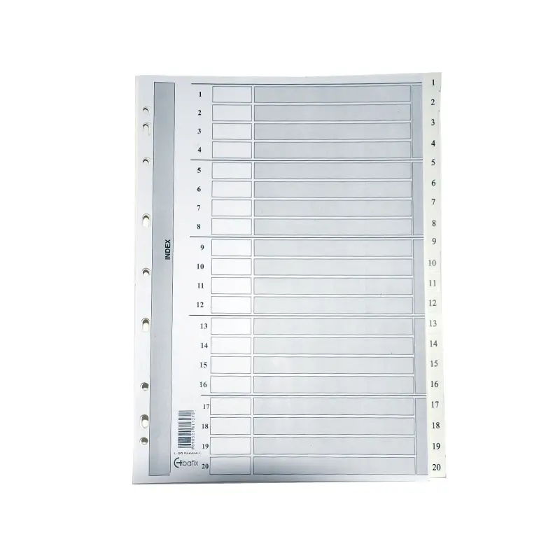 Bafix Rakamlı Karton A4 Seperatör 25 Lİ Paket 1-12