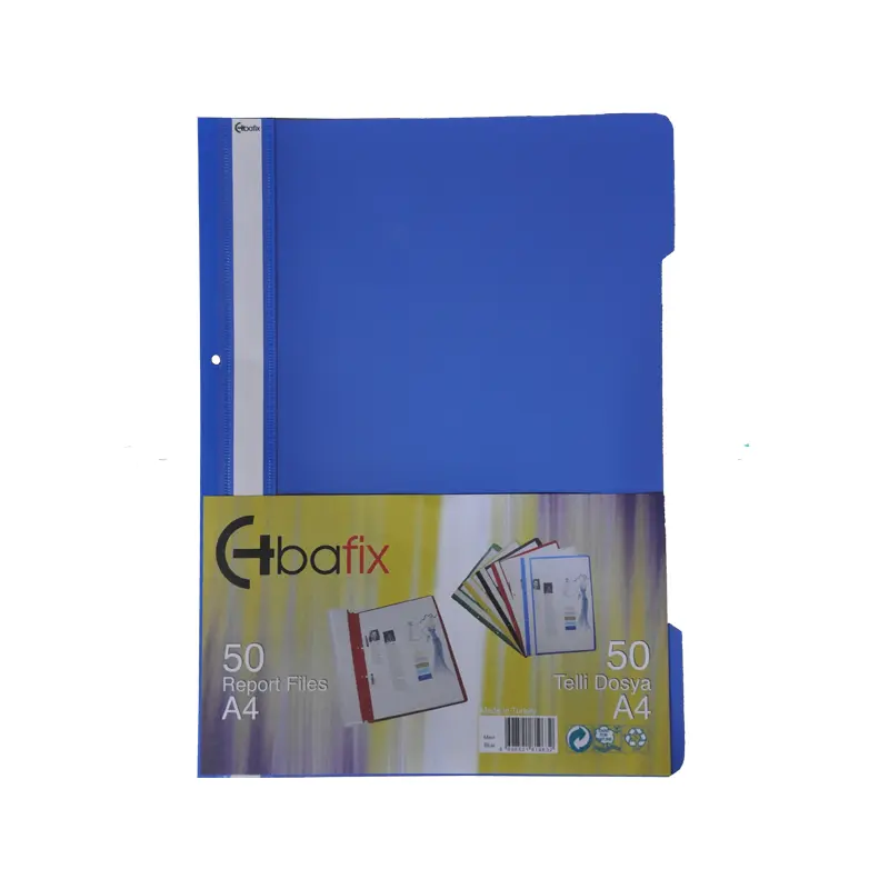 Bafix Plastik Telli Dosya XL Mavi A4 50 Li Paket