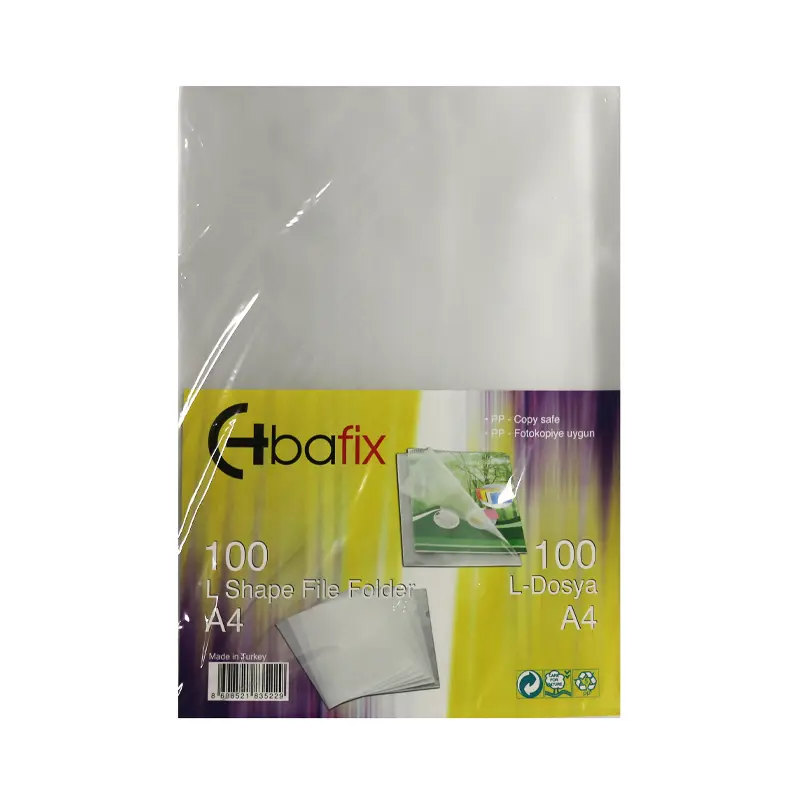 Bafix L Tipi Poşet Dosya A4 Şeffaf 90 Micron 100 Lü Paket