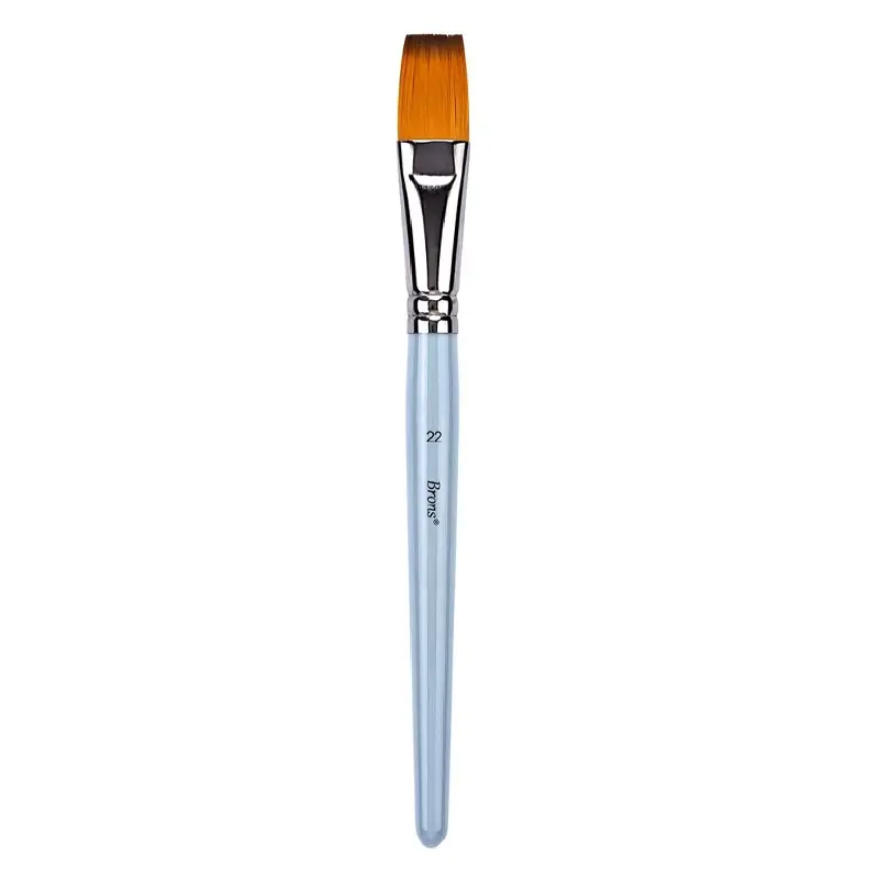 Brons Br-2161 Yağlı Boya ve Akrilik Fırçası Sentetik Kıl Kısa Sap Düz Kesik Seri 200F No:22 x 12 Li Kutu