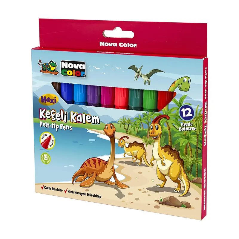 Nova Color NC-873 Keçeli Kalem Maxi 12 Renk