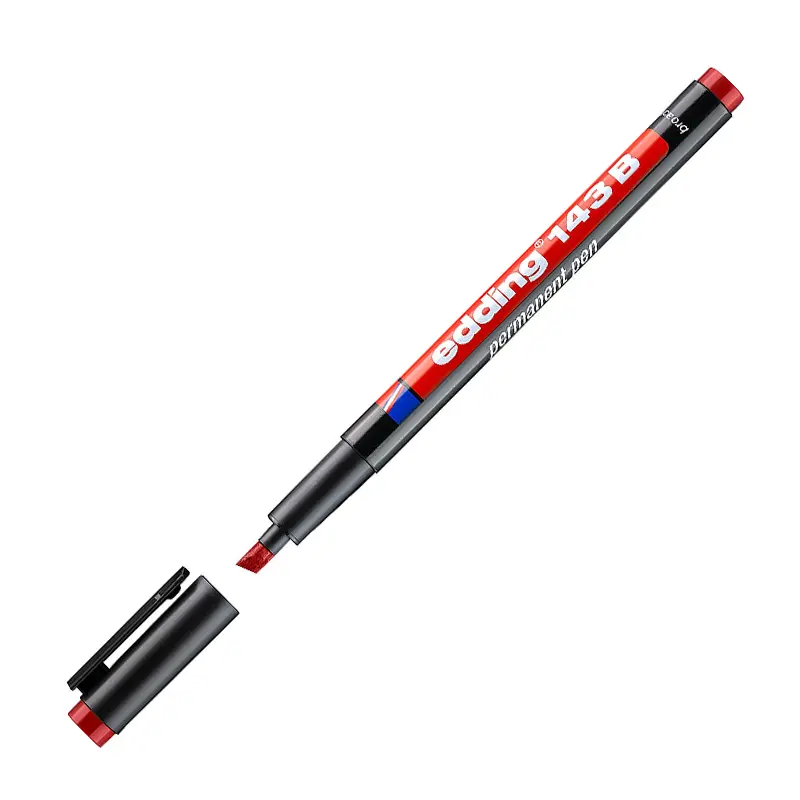 Edding 143B Kesik Uç Permanent Asetat Kalemi 1-3mm Kırmızı 10 Lu Kutu