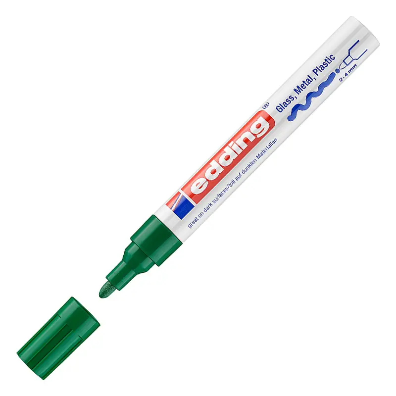 Edding 750 Boya Dekor Markörü Yuvarlak Uçlu 2-4mm Yeşil 10 Lu Kutu
