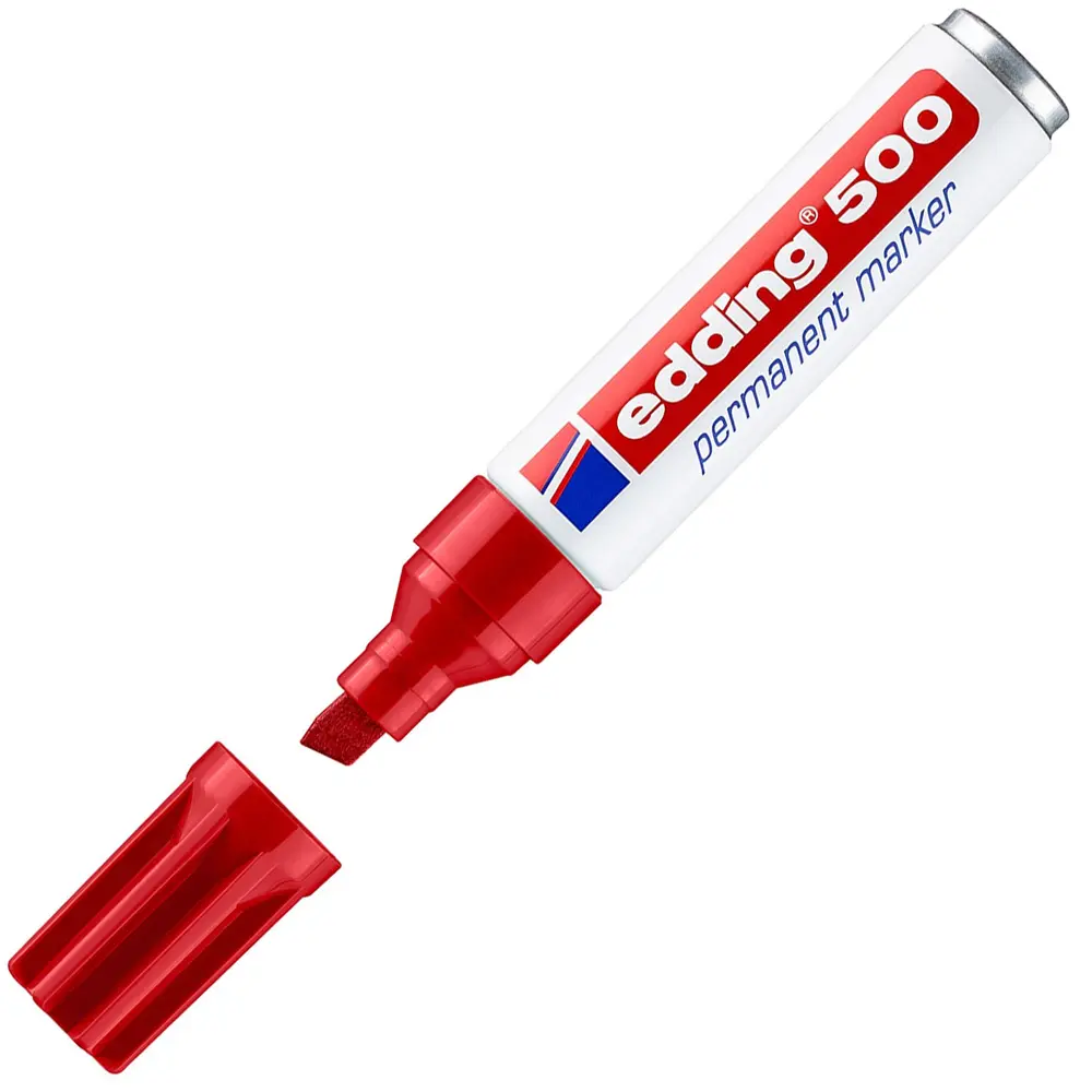 Edding 500 Permanent Markör Kesik Uçlu 2-7mm Kırmızı 10 Lu Kutu