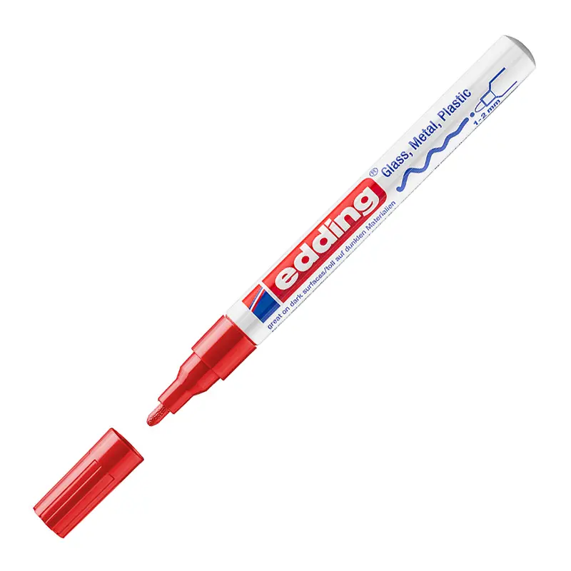 Edding 751 Boya Dekor Markörü Yuvarlak Uçlu 1-2 mm Kırmızı 10 Lu Kutu