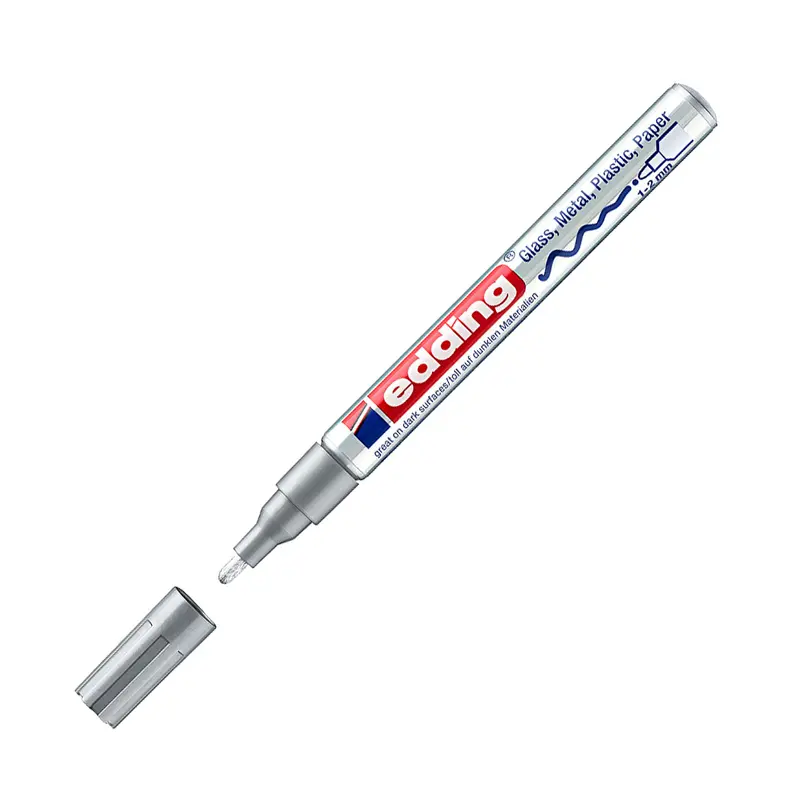 Edding 751 Boya Dekor Markörü Yuvarlak Uçlu 1-2 mm Gümüş 10 Lu Kutu
