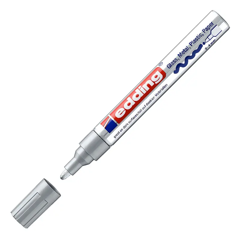 Edding 750 Boya Dekor Markörü Yuvarlak Uçlu 2-4mm Gümüş 10 Lu Kutu