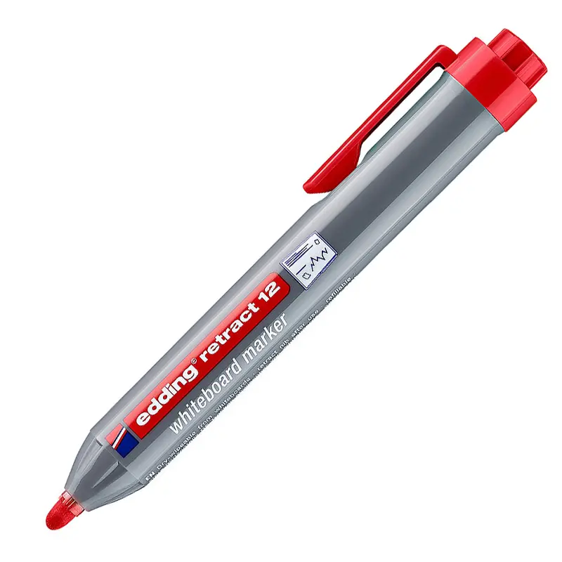 Edding Retract 12 Basmalı Beyaz Yazı Tahtası Kalemi Yuvarlak uç 1,5-3 mm Kırmızı 10 Lu Kutu