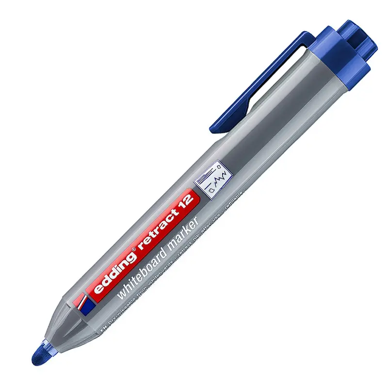 Edding Retract 12 Basmalı Beyaz Yazı Tahtası Kalemi Yuvarlak uç 1,5-3 mm Mavi 10 Lu Kutu