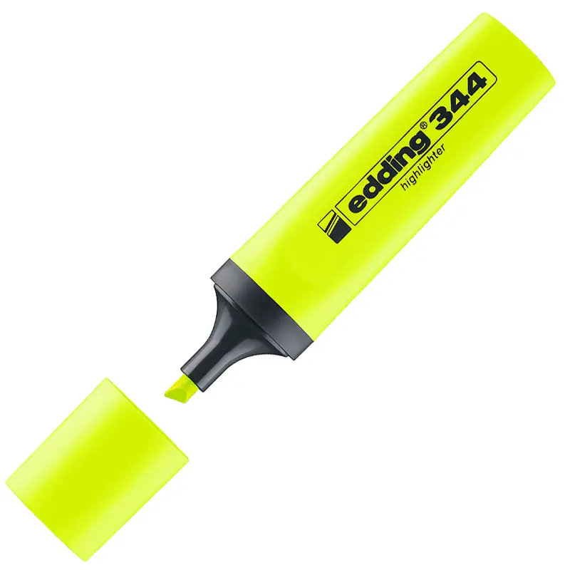 Edding 344 Kesik Uç 2-5 mm Fosforlu Kalem Sarı 10 Lu Kutu