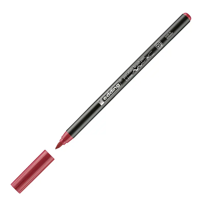 Edding 4200 Fırça Uçlu Porselen Kalemi 1-4.0mm Karmina Kırmızısı 10 Lu Kutu