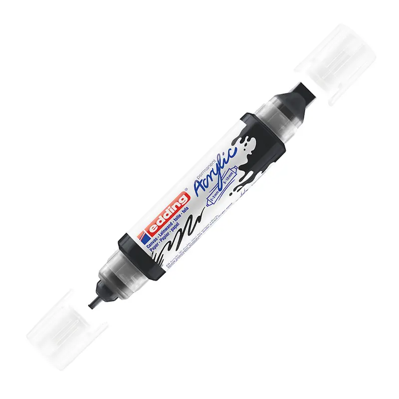 Edding 5400 3D Double Liner Çift Uçlu 2-3 mm ve 5-10 mm Akrilik Boyama Markörü Siyah 5 Li Paket