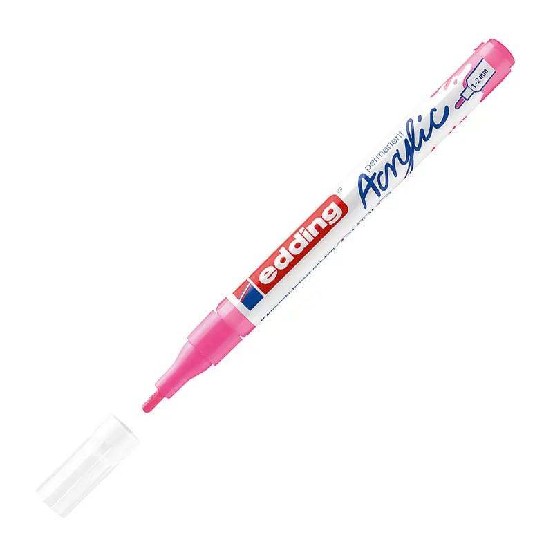 Edding 5300 Akrilik İnce Uçlu Markör 1-2 mm Fosforlu Pembe 10 Lu Kutu