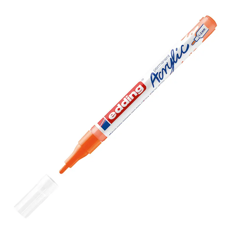 Edding 5300 Akrilik İnce Uçlu Markör 1-2 mm Fosforlu Turuncu 10 Lu Kutu