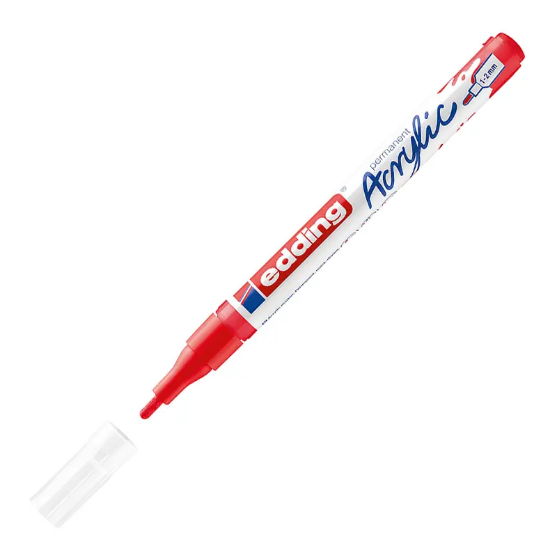 Edding 5300 Akrilik İnce Uçlu Markör 1-2 mm Trafik Kırmızı 10 Lu Kutu