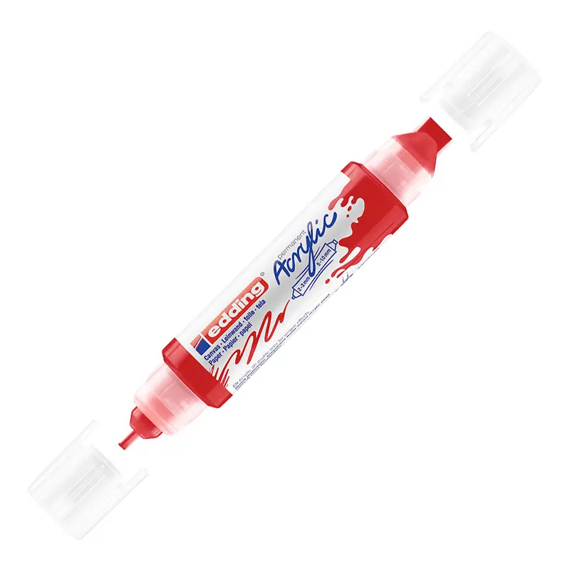 Edding 5400 3D Double Liner Çift Uçlu 2-3 mm ve 5-10 mm Akrilik Boyama Markörü Trafik Kırmızı 5 Li Paket