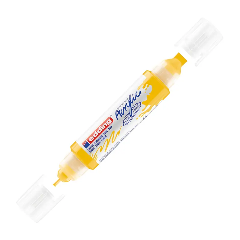 Edding 5400 3D Double Liner Çift Uçlu 2-3 mm ve 5-10 mm Akrilik Boyama Markörü Trafik Sarı 5 Li Paket
