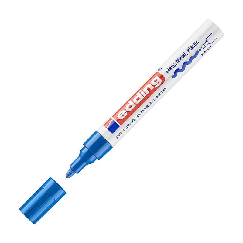 Edding 750 Boya Dekor Markörü Yuvarlak Uç 2-4mm Mavi 10 Lu Kutu