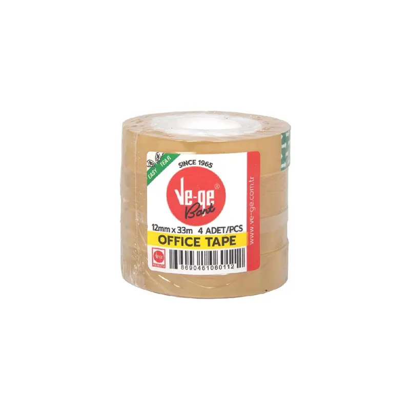 Vege Office Tape Selefon Bant 12mm x 33 mt 4 Lü Paket