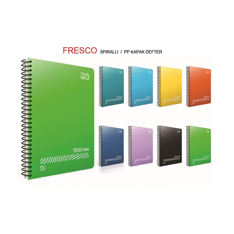 Gıpta 4900 Fresco Spiralli Plastik Kapak Defter 80 Yaprak A4 Kareli x 12 Li Paket