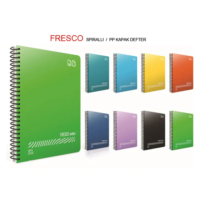 Gıpta 4931 Fresco Spiralli Plastik Kapak Defter 60 Yaprak A4 Kareli x 12 Li Paket