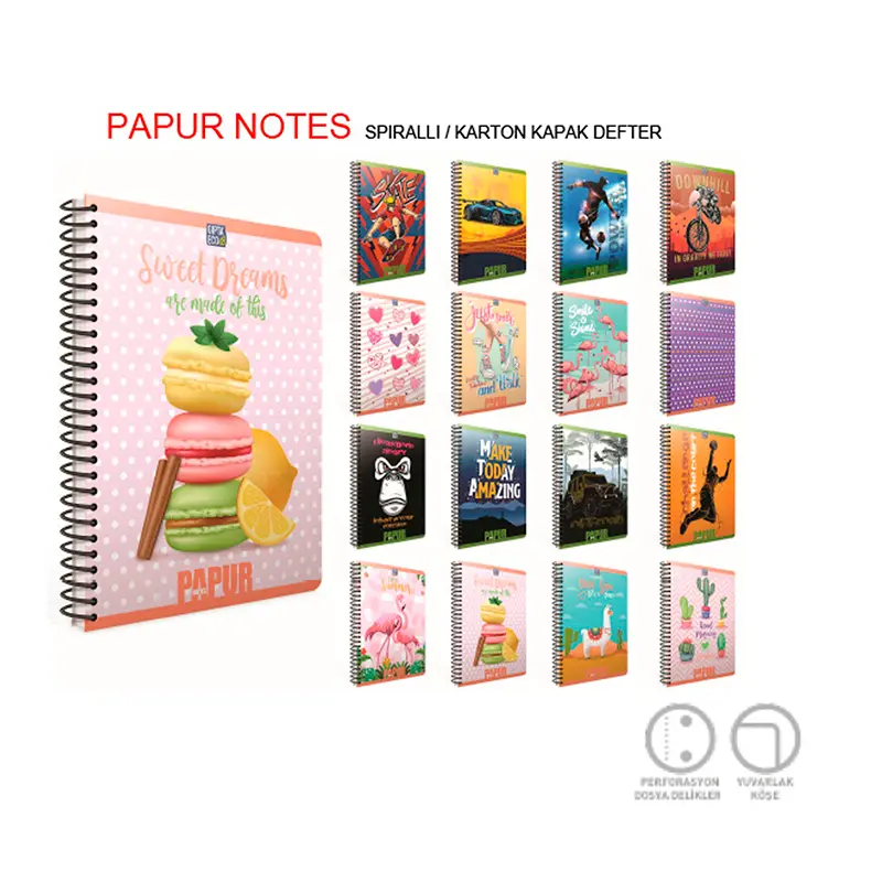 Gıpta 4966 Papur Notes Spiralli Karton Kapak Defter A4 120 Yaprak Çizgili x 6 Lı Paket