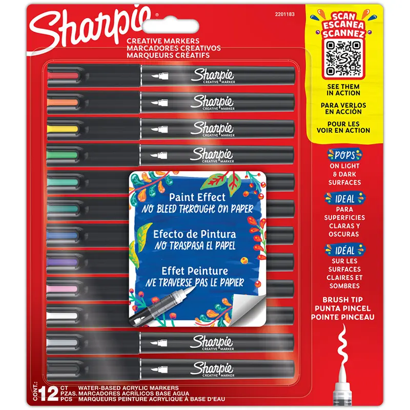 Sharpie 2201183 Fırça Uçlu Akrilik Markör 12 Li Set