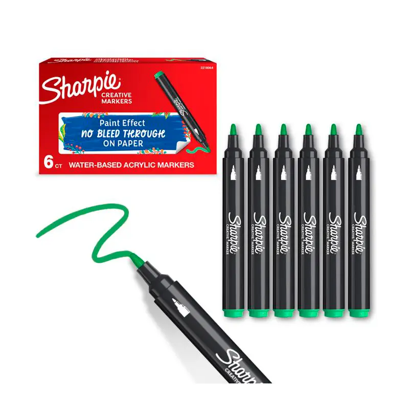 Sharpie 2218064 Yuvarlak Uç Akrilik Markör Zümrüt Yeşili x 6 Lı Kutu