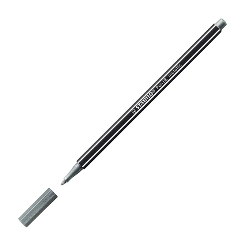 Stabilo 68/805 Keçe Uçlu Boya Kalemi 1.0mm Metalik Gümüş x 10 Lu Kutu