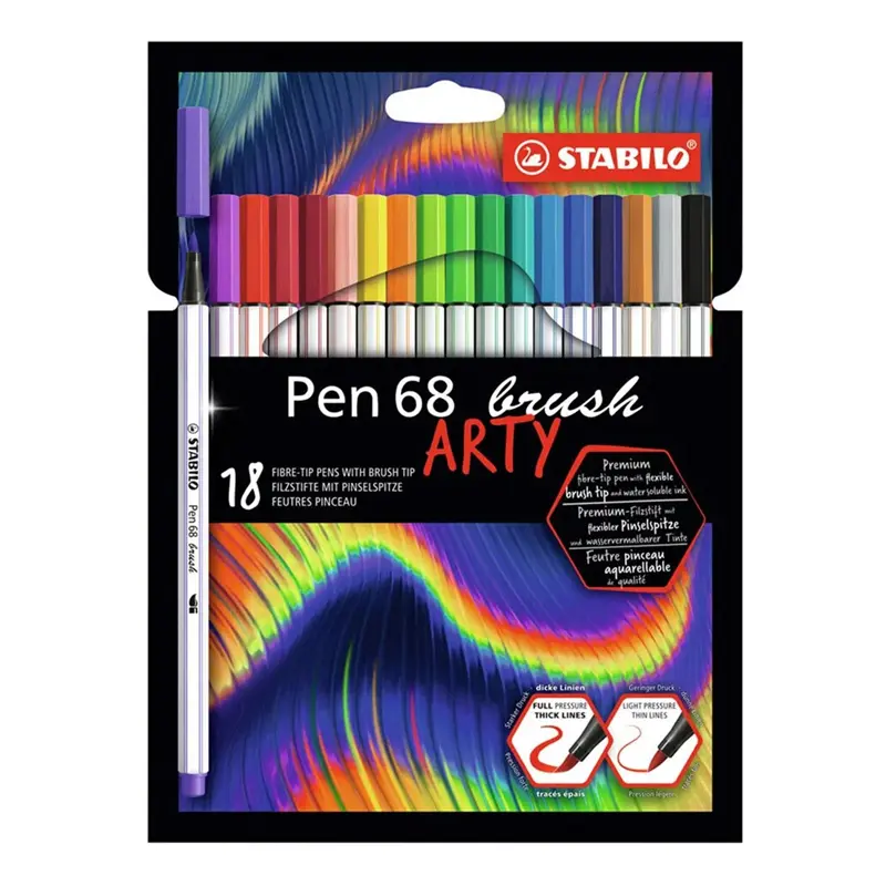 Stabilo Pen 68 Brush Arty Keçe Uçlu Boya Kalemi 18 Renk