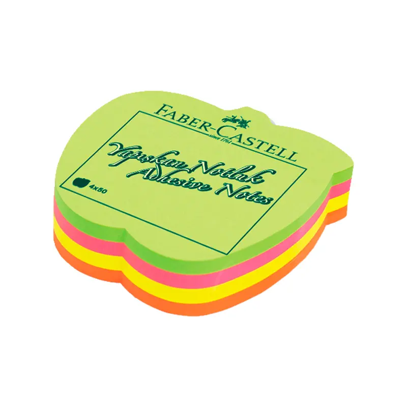 Faber-Castell 583039 Şekilli Yapışkanlı Not Kağıdı Elma Şekilli 70mm x 70mm 4 Renk