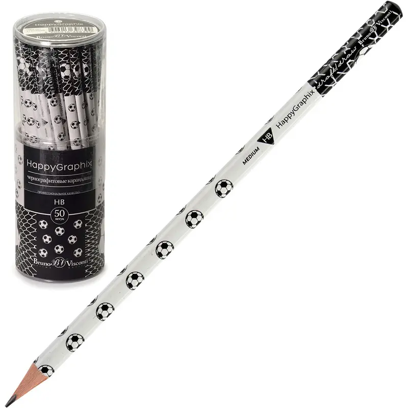 Bruno Visconti Happygraphix Futbol Topları Desen Kurşun Kalem HB x 50 Li Paket