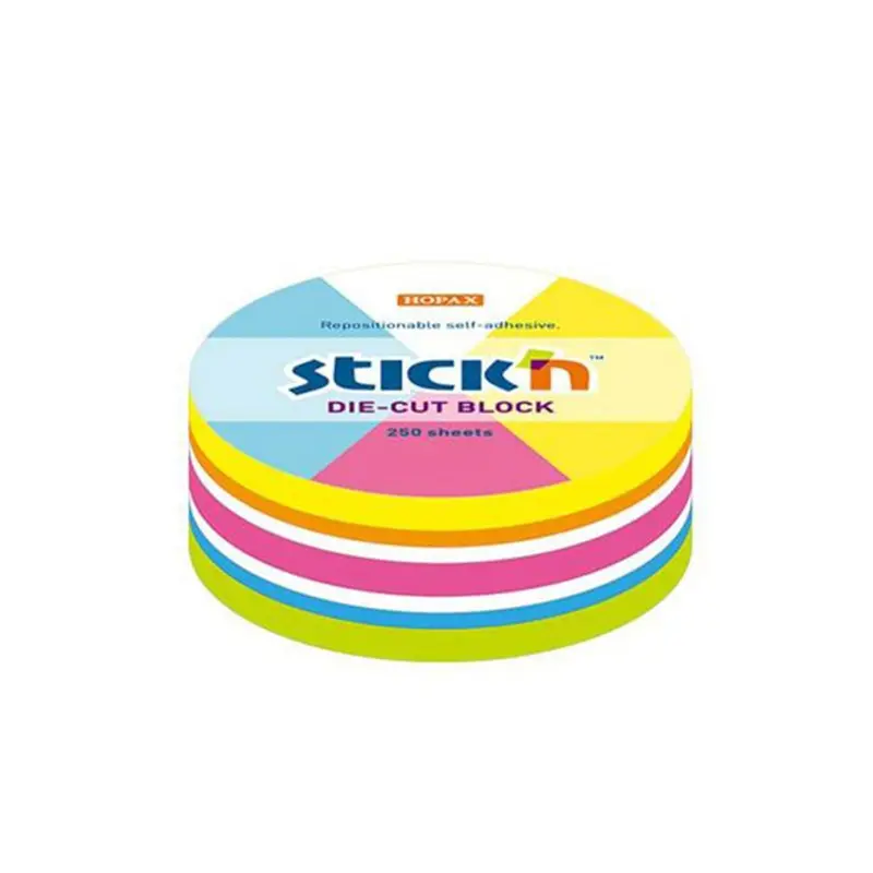 Hopax 21830 Stickn Yapışkan Notblok 67x67cm Yuvarlak Neon Renkler 250 Yaprak