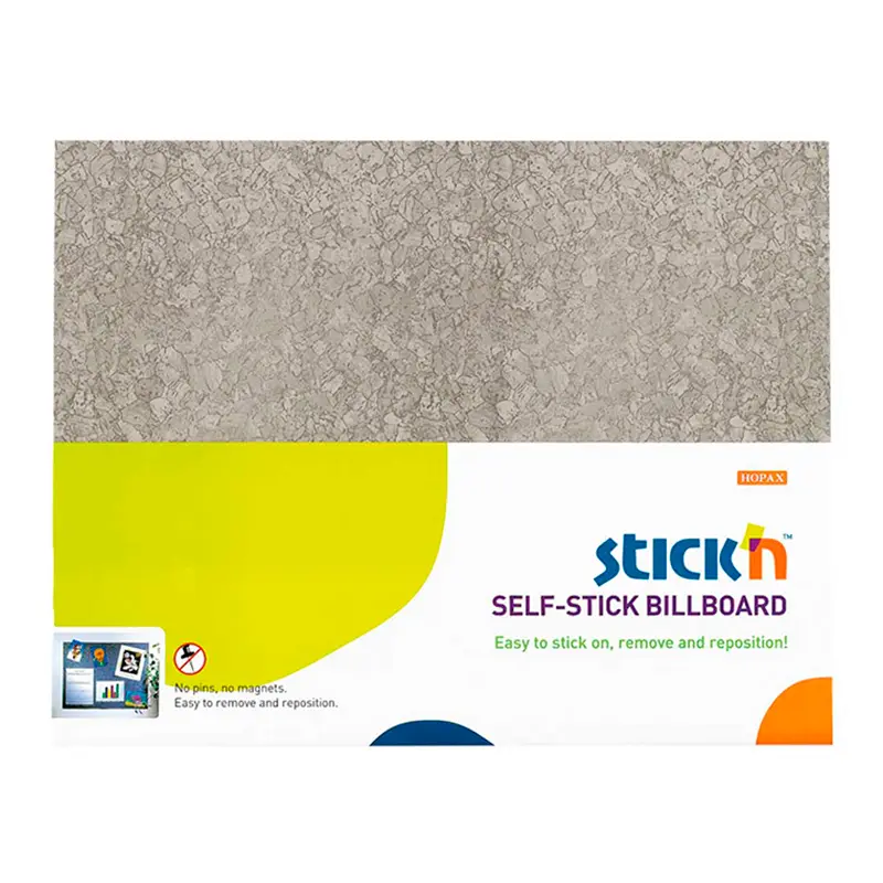 Hopax 23024 Stickn B132 Yapışkanlı Mantar Pano 58cm x 46cm Gri