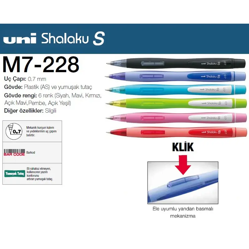 Uni-Ball M7-228 Shalaku S Yandan Basmalı Versatil Kalem 0.7mm x 48 Li Set