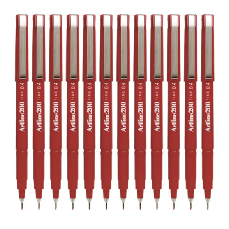 Artline EK-200N Fineliner 0.4mm Koyu Kırmızı x 12 Li Kutu
