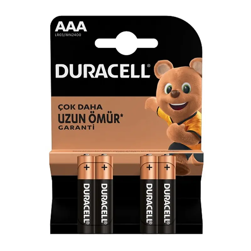 Duracell 3A4 Alkalin İnce Kalem Pil (AAA) x 4 Lü Kartela