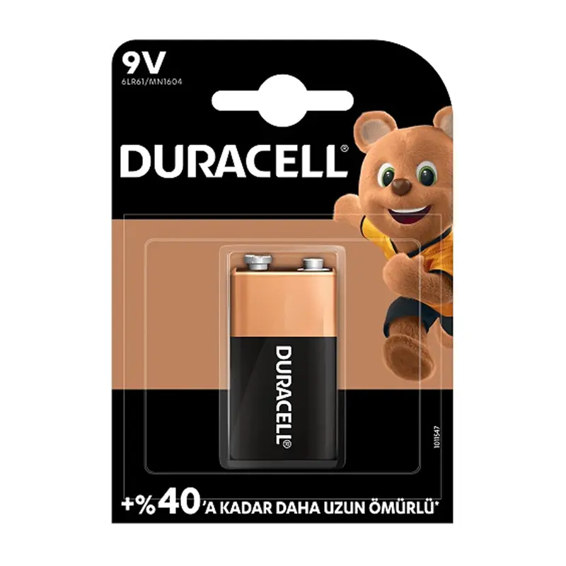 Duracell Alkalin 9 Volt Pil