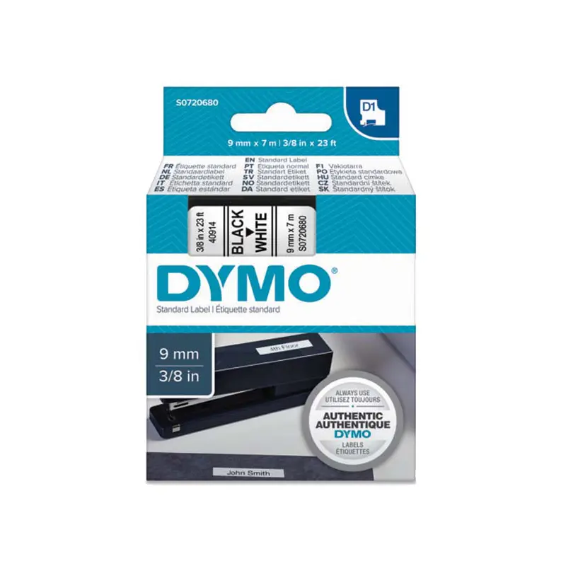 Dymo S0720680 Standart D1 Şerit 9mm x 7 Metre Beyaz Üzerine Siyah