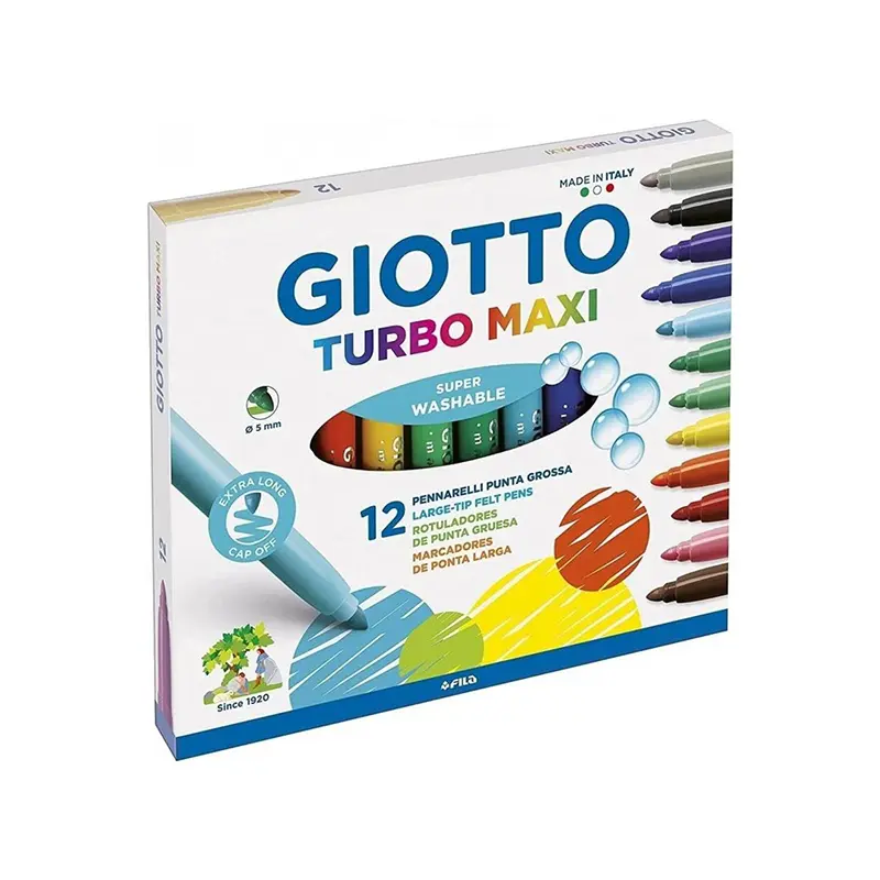 Giotto 454000 Turbo Maxi Jumbo Keçeli Boya Kalemi 12 Renk