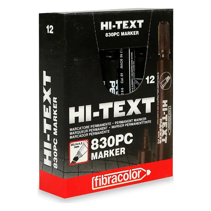 Hi-Text 830PC Permanent Markör Kesik Uçlu Siyah x 12 Li Kutu