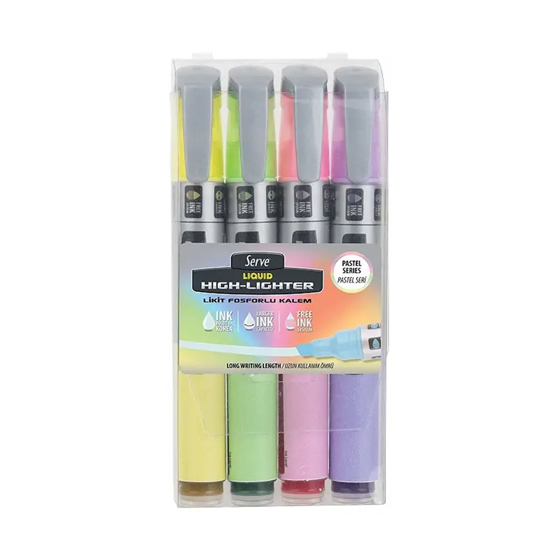 Serve LKTFPB4KRPA Fosforlu Kalem Pastel 4 Renk