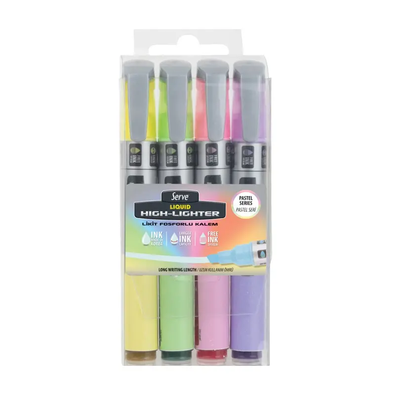 Serve LKTFPB4KRPB Likit Fosforlu Kalem Pastel 4 Renk