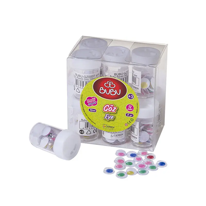 Bu-Bu GZ0007 Renkli Göz 12mm 8 Gr. x 12 Li Paket
