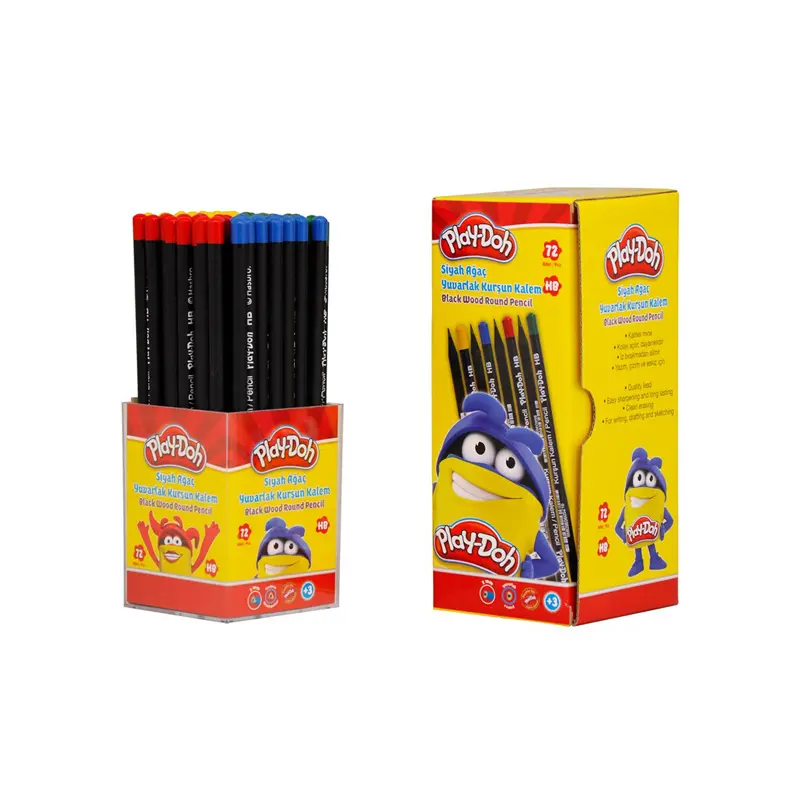 Play-Doh KK009 Siyah Ağaç Yuvarlak Kurşun Kalem HB x 72 Li Paket