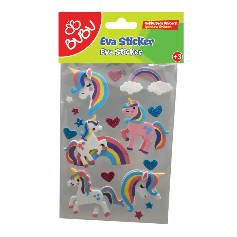Bu-Bu STS049 Gökkuşağı Unicorn Eva Sticker Set