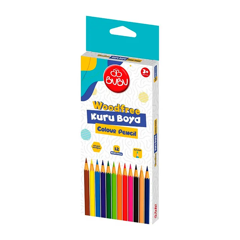 Bu-Bu KUR001 Woodfree Tam Boy Kuru Boya 12 Renk
