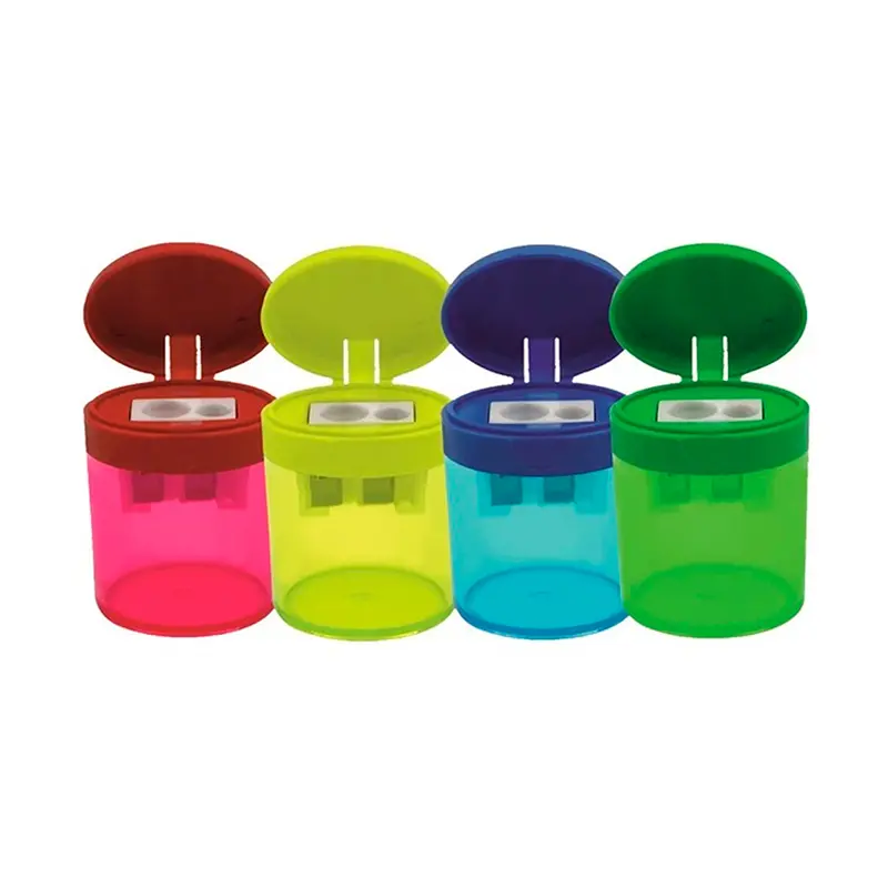 Bu-Bu Şeffaf Elips Çift Hazneli Kalemtraş 4 Renk 12 Li Paket