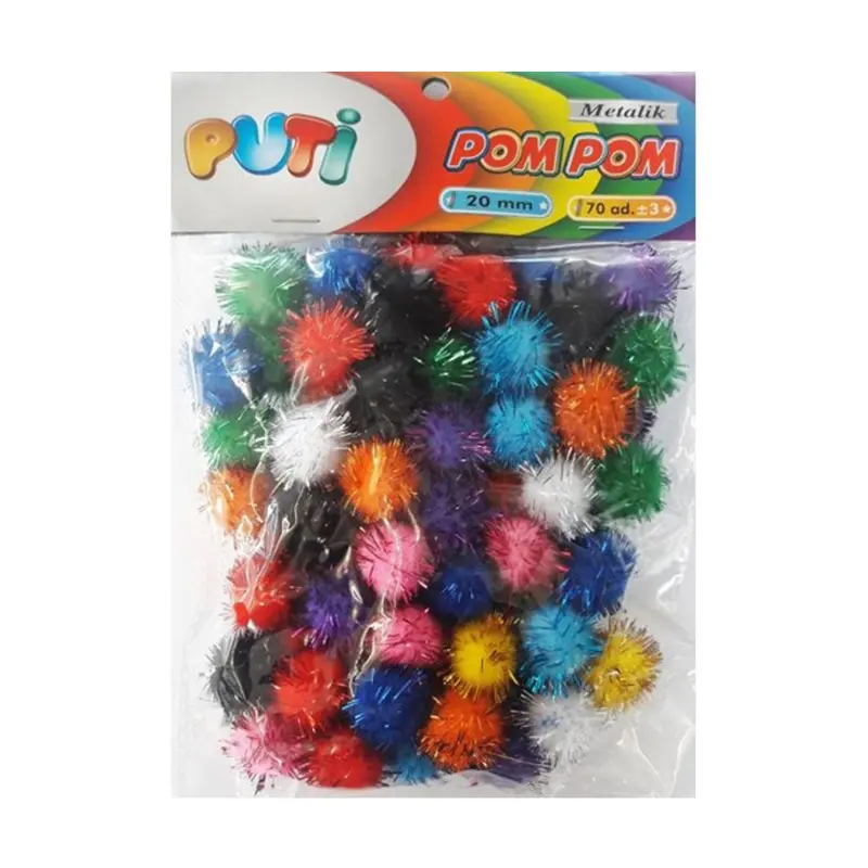 Puti 00268 Pon Pon Karışık Metalik 10mm - 20mm -30mm 70 Li Poşet x 24 Lü Paket