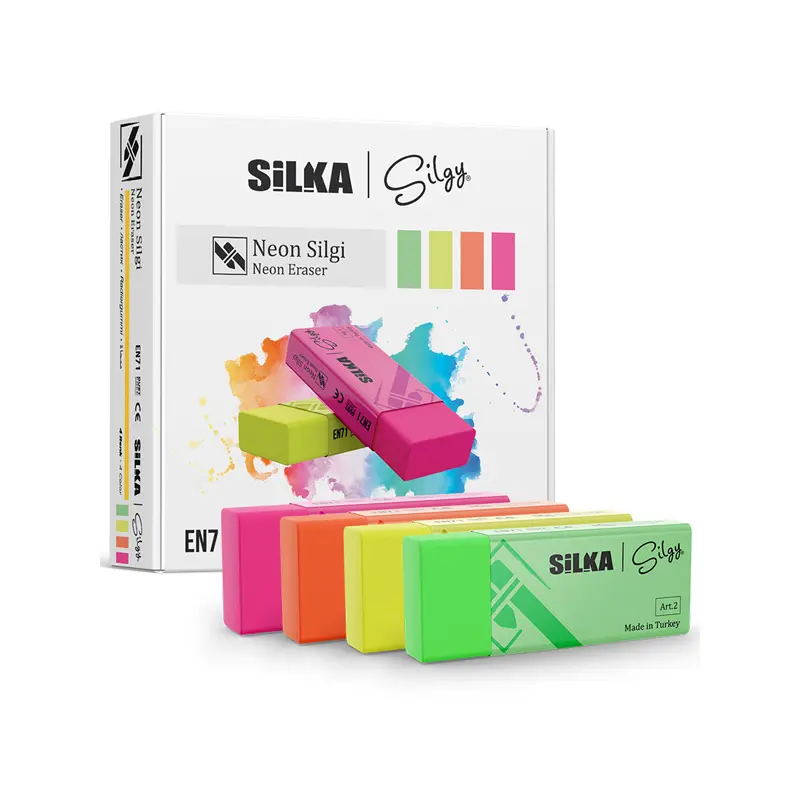 Silka Art.3 Öğrenci Silgisi Neon Renkler x 24 Lü Paket